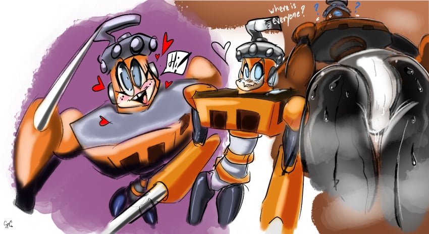 ass cute male_only mega_man mega_man(classic) orange spark_man sparkylolipop sweaty_body sweaty_butt