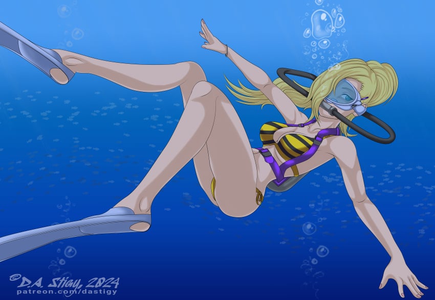 1girls bikini blonde_hair blue_eyes blue_fins dastigy female female_only female_solo fins flippers ino_yamanaka naruto naruto_(series) scuba scuba_fins scuba_gear scuba_mask scuba_tank soles solo solo_female solo_only underwater