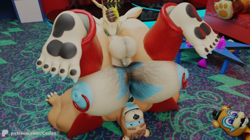 2boys 3d 3d_(artwork) 3d_model 3d_render animatronic ass bara bara_tiddies bara_tits bear big_ass big_balls big_balls_small_penis big_butt big_nipples big_pecs blue_nails blue_nipples bubble_ass bubble_butt chest_hair codan codans five_nights_at_freddy's five_nights_at_freddy's:_security_breach gay gay_sex glamrock_freddy_(fnaf) humanoid large_pectorals male male/male male_breasts male_only manboobs moobs muscular muscular_male nipple_piercing rimming rimming_male scottgames size_difference small_penis