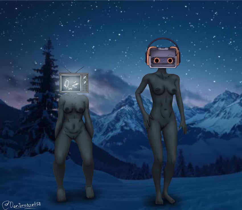 2d 3d cassette_woman_(skibidi_toilet) danionebyall53_(artist) first_porn_of_character fusion mountain night night_sky skibidi_saga skibidi_toilet snow tv_woman tv_woman_(skibidi_toilet)