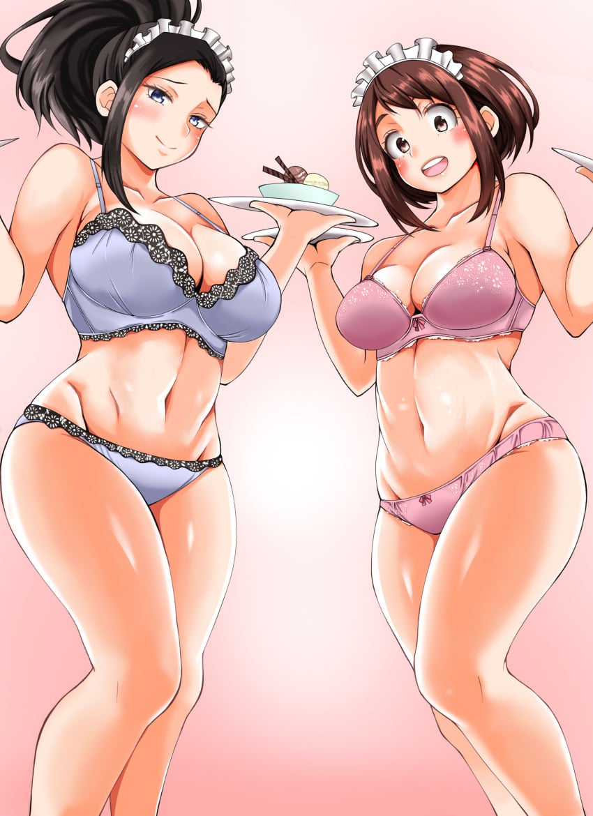 2girls adahcm boku_no_hero_academia momo_yaoyorozu my_hero_academia ochako_uraraka tagme uraraka_ochako