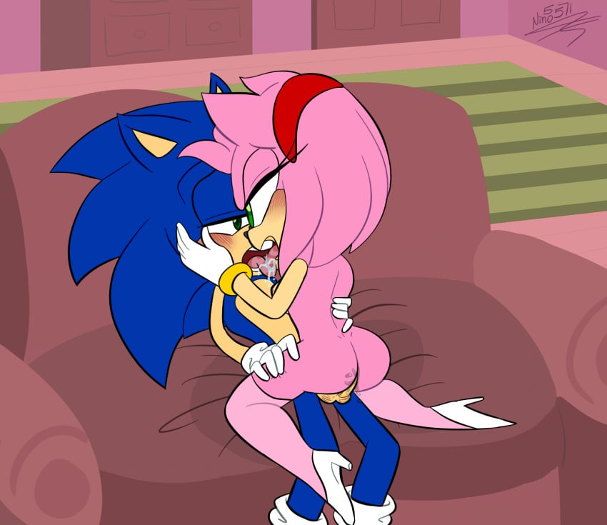 amy_rose anthro ass balls blush bodily_fluids clothing digital_media_(artwork) duo erection eulipotyphlan female female_penetrated footwear french_kissing from_front_position fur furniture genital_fluids genitals gloves green_eyes hair hand_on_cheek handwear hedgehog hi_res high_heels humanoid_genitalia humanoid_penis kissing kneeling legwear lying male male/female male_penetrating male_penetrating_female mammal mostly_nude ninotrash on_back on_front open_mouth passionate penetration penile penile_penetration penis pink_body romantic romantic_ambiance saliva saliva_on_tongue sega sex shoes sofa sofa_sex sonic_(series) sonic_the_hedgehog sonic_the_hedgehog_(series) stockings tail teeth tongue tongue_out vaginal_penetration