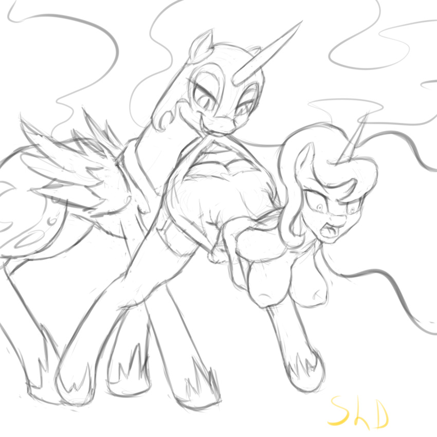 alicorn anthro breasts equine female feral friendship_is_magic hair horn horse my_little_pony nightmare_moon_(mlp) pony princess_luna_(mlp) shdingo smile wings