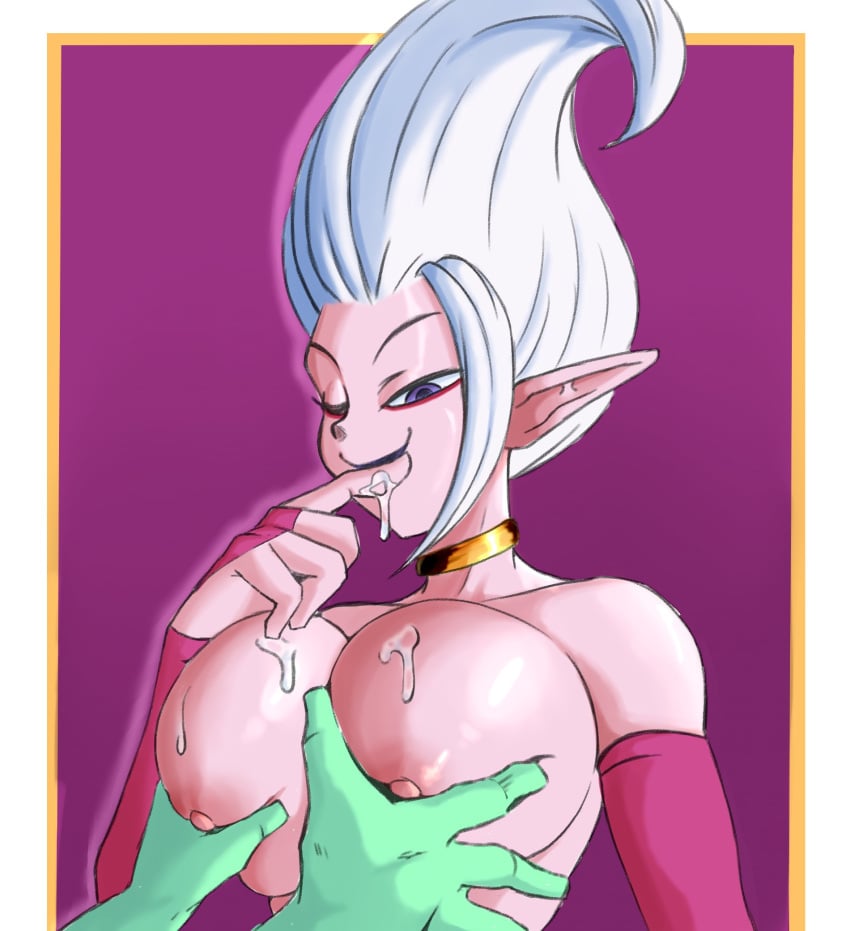 1girls big_breasts dr._arinsu dragon_ball dragon_ball_daima hand_on_breast solo theprincesskari