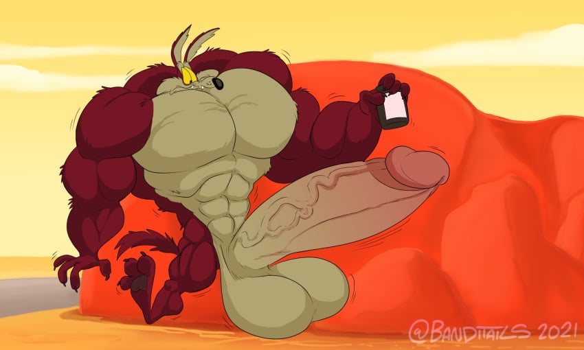 1boy 2021 3_toes 4_fingers 5:3 abs abstract_background anthro arm_tuft back_tuft ball_growth balls belly biceps big_balls big_eyes big_pecs big_penis biped black_eyes black_nose blushing_penis boulder brown_body brown_fur calf_tuft canid canine canis canyon chest_tuft claws cloud colored countershade_torso countershading coyote dated desert digital_drawing_(artwork) digital_media_(artwork) ears_front elbow_tuft erection eyebrows fangs feet finger_claws fingers foot_focus foreskin foxbtails fur genital_growth genitals grey_pawpads growth hi_res holding_pill_bottle huge_balls huge_cock humanoid_feet humanoid_genitalia humanoid_heel humanoid_penis hyper hyper_genitalia hyper_muscles hyper_penis knee_tuft leg_tuft looking_at_genitalia looking_at_own_penis looking_at_penis looking_at_self looking_down looney_tunes male male_only mammal midair muscle_growth muscular muscular_anthro muscular_male naked nude outside painted_background pawpads paws pecs penetration penis penis_enlargement_pills penis_growth pill_bottle pink_foreskin pinup plantigrade pose raised_tail ribs road rock shaded shaky_legs shoulder_tuft signature sky small_head soles solo surprise surprised_expression surprised_face surprised_look tail tan_balls tan_belly tan_body tan_eyebrows tan_fur tan_penis teeth thick_calves thick_thighs throbbing throbbing_penis toe_claws toes tuft vein veiny_penis warner_brothers wavy_mouth wide_eyed wile_e._coyote yellow_sclera yellow_sky