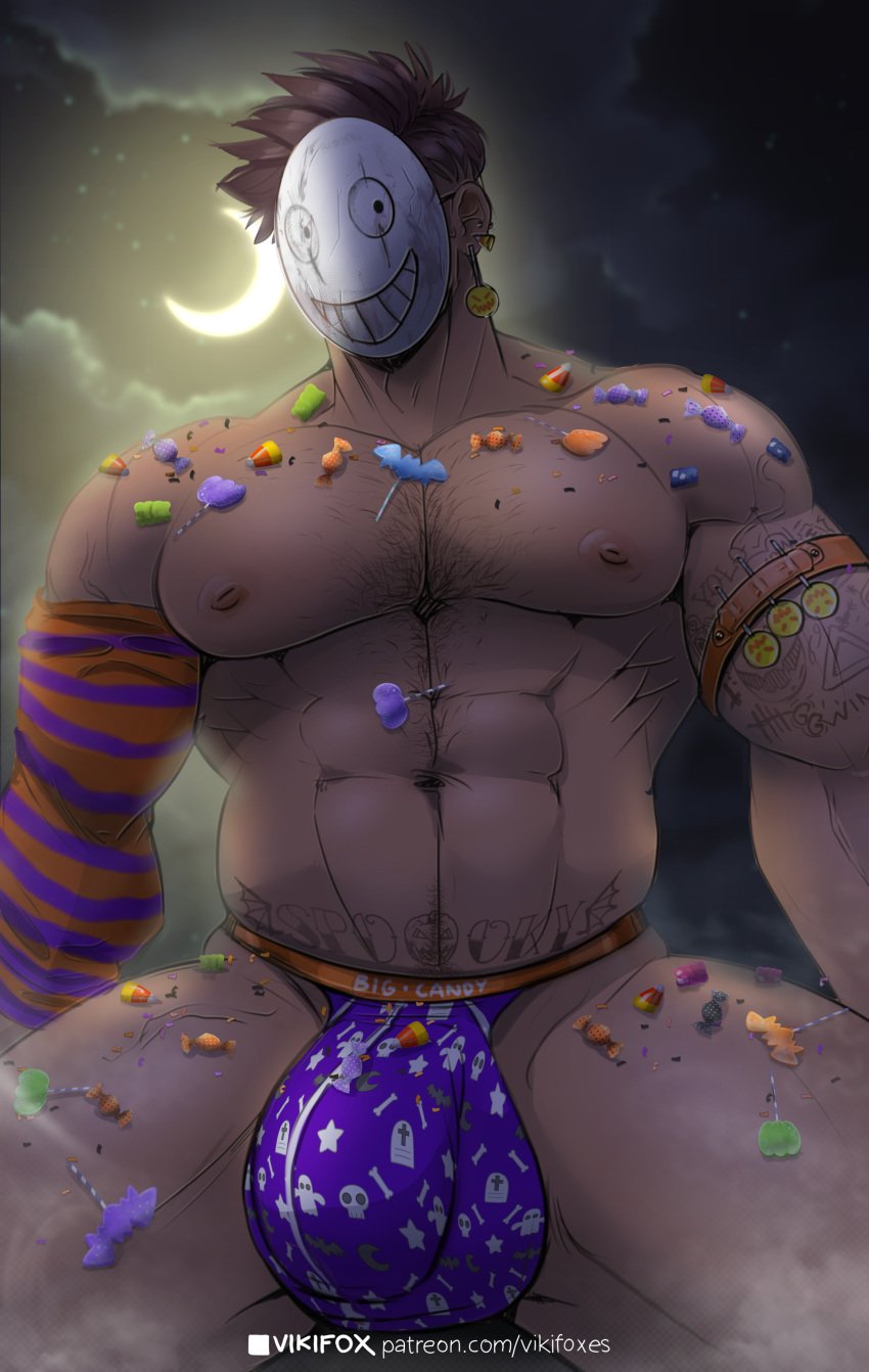 abs bara biceps big_bulge bulge dbd dead_by_daylight frank_morrison halloween holidays jockstrap male male_nipples male_only mask masked masked_male muscular_male nipples pecs the_legion underwear vikifox_(artist)