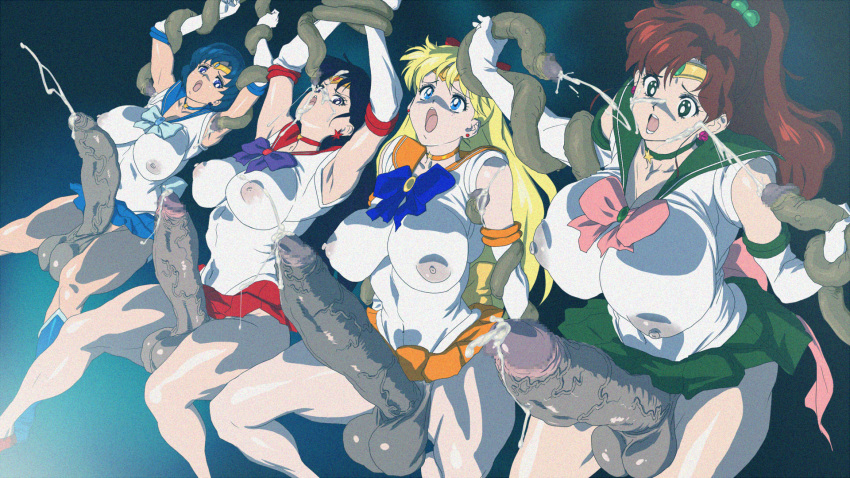 ami_mizuno bishoujo_senshi_sailor_moon breasts censored clothing cum dagashiya erect_nipples erect_nipples_under_clothes futa_only futanari human intersex konbuni kouin_n large_breasts makoto_kino medium_breasts minako_aino multiple_girls rei_hino sailor_jupiter sailor_mars sailor_mercury sailor_venus skirt tentacle