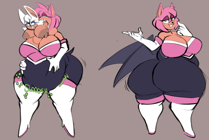 2girls amy_rose amy_the_bat anthro anthro_female anthro_pred anthro_prey ass big_ass big_breasts big_butt breasts clothed clothed_female commission dat_ass digestion digestion_noises exposed_breasts fat_ass fatal fatal_vore female female_focus female_only female_pred female_prey honeycoves looking_at_prey looking_at_viewer partially_nude post_digestion post_vore rouge_the_bat rouge_the_bat_(cosplay) sega sonic_(series) sonic_the_hedgehog_(series) swallowed_alive swallowed_whole vore vore_belly