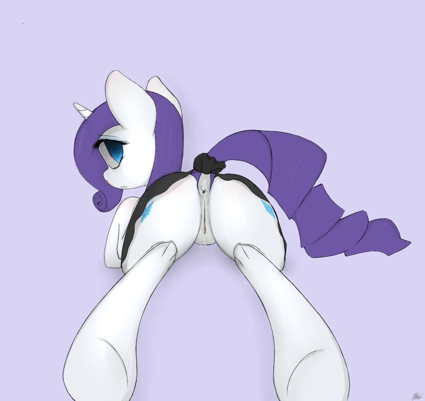 anus ass equine friendship_is_magic horn horse majikplant420 my_little_pony pussy rarity_(mlp) skirt solo straight_hair unicorn upskirt