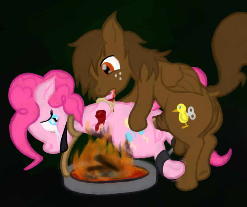 anal anal_sex anus ass balls bite blood blue_eyes bondage bondage bound brown_hair burn cannibalism crying cutie_mark dock equine female feral fire forced friendship_is_magic gag hair hooves horse horsecock male my_little_pony orange_eyes original_character pegasus penetration penis pink_fur pink_hair pinkie_pie_(mlp) pony pussy rape rope sex spreader_bar spreading straight vodkaroo wings