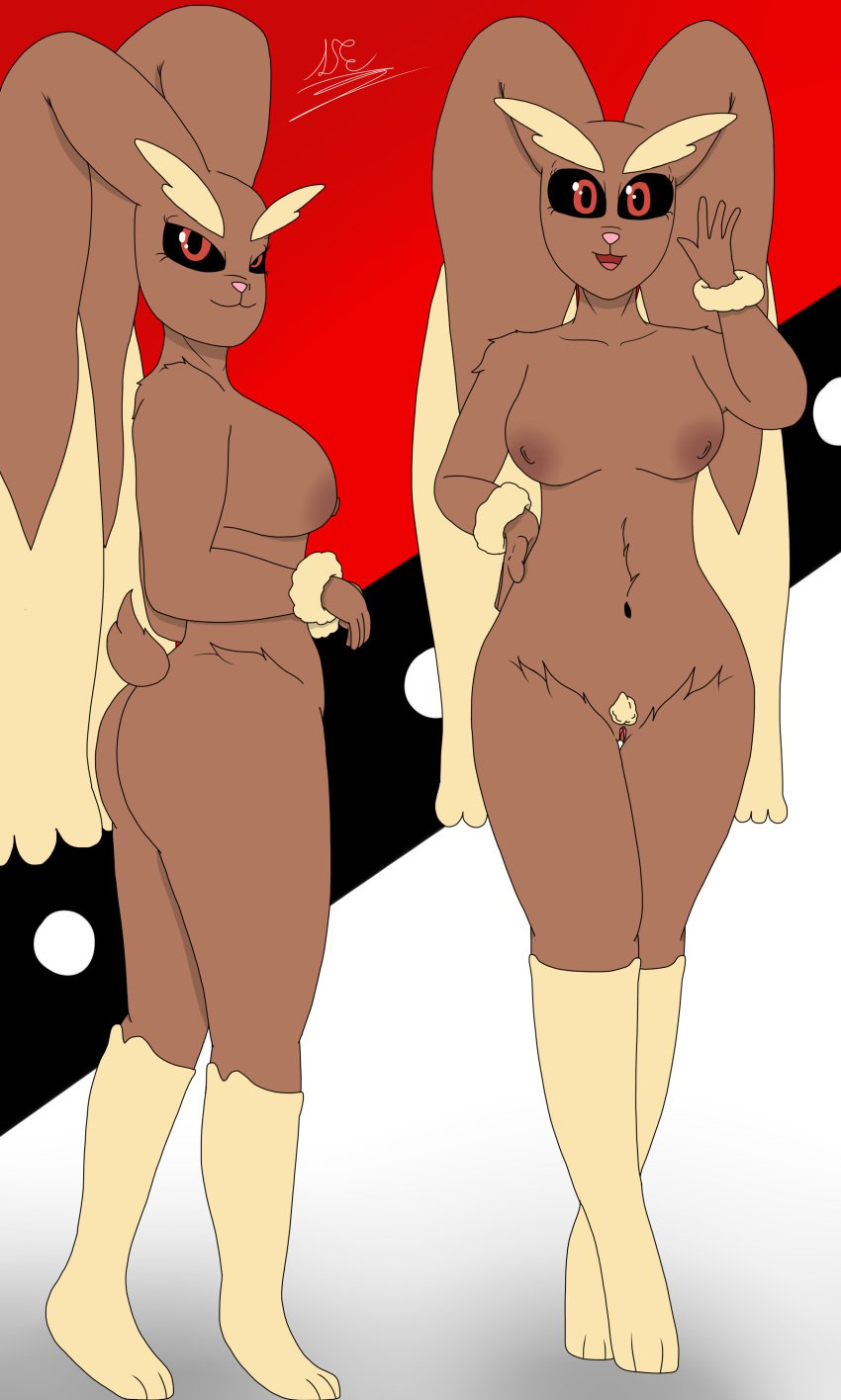 2girls anthro ass booty breasts breasts brown_fur bunny bunny_ears bunny_girl duo duo_female female furry furry_female generation_4_pokemon lopunny nintendo nude nude_female pok&eacute;mon_(species) pokegirl pokemon pokemon_(species) pokephilia pussy rabbit rabbit_girl rabbit_humanoid raised_tail sebastian_enrique_art