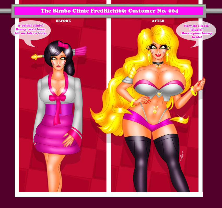 ahri before_and_after bimbo bimbofication breast_expansion female fredrichi69 hair_color_change hair_growth high_heels huge_ass huge_breasts league_of_legends lip_expansion navel riot_games thick_lips thick_thighs thigh_expansion transformation wide_hips