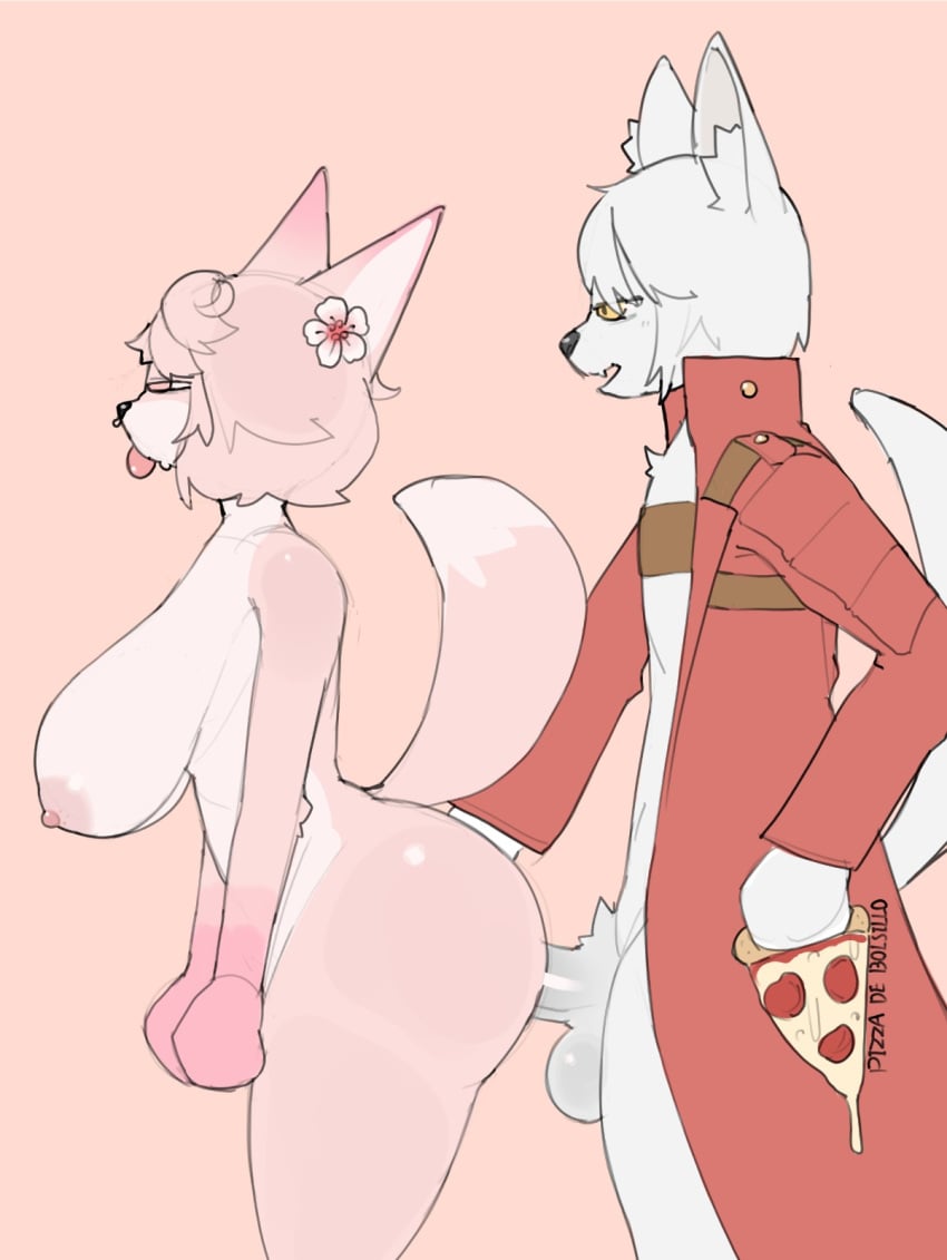 accessory animal_humanoid anthro ass balls big_breasts big_butt big_penis black_nose breasts canid canid_humanoid canine canine_humanoid capcom cherry_blossom clothed clothed_male clothing colored dante_(dmc) devil_may_cry duo duo_focus facial_piercing female flower flower_in_hair fluffy fluffy_hair food fox fox_humanoid fur genitals group hair hair_accessory hi_res humanoid kemono male male/female mammal mammal_humanoid nipples nose_piercing nude nude_female penetration penis piercing pink_body pink_hair pizza plant prunus_(flower) rasetaa selfship sex shantohru shanty short_hair simple_background spanish_text tail text thick_thighs tongue tongue_out vaginal_penetration vaginal_penetration white_body white_fur white_hair