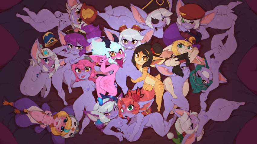 2024 6+girls absurd_res absurdres areola ass asymmetrical_docking barefoot bewitching_tristana big_butt black_hair blonde_hair blue_eyes blush breast_press breasts buccaneer_tristana clothed clothing colored_skin completely_nude cosplay demon_girl demon_horns dragon_trainer_tristana earnest_elf_tristana faerie_court_tristana feet female female/female firecracker_tristana firefighter_tristana from_above furry furry_female genitals girl_sandwich goggles goggles_on_head green_eyes grey_hair group hair hat hextech_tristana hi_res highres horns huffslove humanoid kigurumi league_of_legends little_demon_tristana looking_at_viewer looking_back looking_back_at_viewer lying multiple_girls multiple_persona nipples nude official_alternate_costume official_alternate_hairstyle omega_squad_tristana on_back open_mouth open_smile pengu_cosplay_tristana pink_body pink_skin pointy_ears purple_body purple_hair purple_skin pussy riot_games riot_girl_tristana rocket_girl_tristana sandwiched selfcest shortstack smile soles spirit_blossom_tristana take_your_pick tencent tongue tongue_out tristana wide_hips yellow_eyes yordle yuri