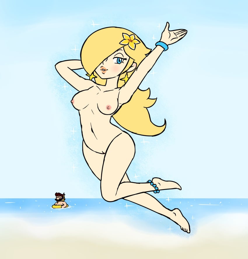 beach blue_eyes brodtsumi mario_(series) naked naked_female nintendo princess_rosalina super_mario_galaxy tsumibro