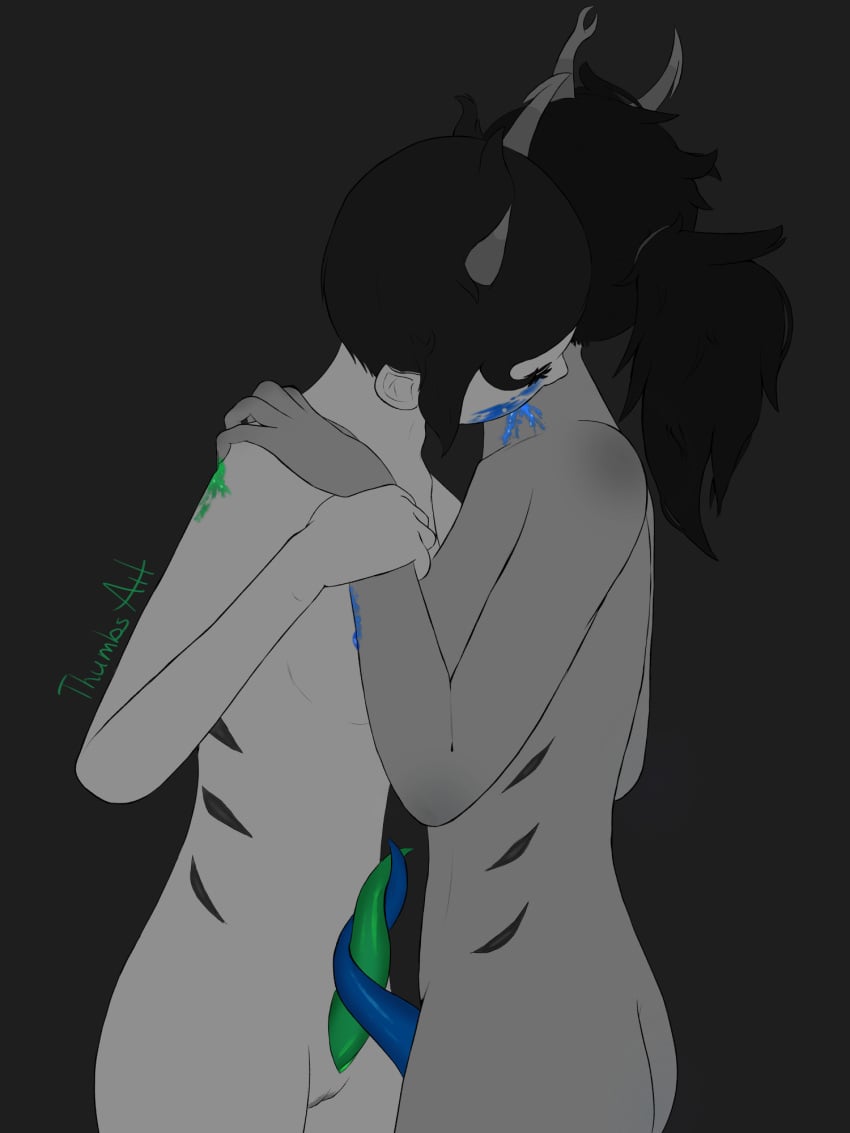 2futas biting_neck blood futanari homestuck kanaya_maryam tentabulge tentacle_penis thumbsart vriska_serket