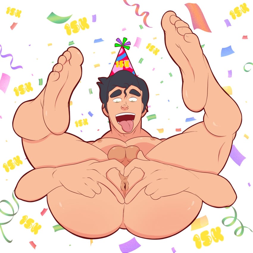 1boy ailurushearts anus ass avatar_legends balls black_hair bolin green_eyes happy_birthday male male_focus male_only muscles muscular muscular_male nickelodeon nicktoons pecs pectorals solo solo_focus solo_male spread_legs testicles the_legend_of_korra tongue_out yaoi