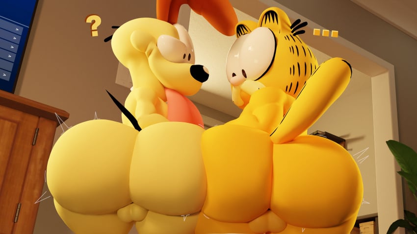 3d 3d_(artwork) anal anthro bubble_butt femboy garfield_(series) garfield_the_cat huge_ass huge_cock human_on_anthro odie uncle_aiden