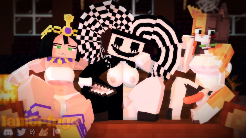 3d breasts halloween iamcringe jester jester_hat mine-imator minecraft nipples