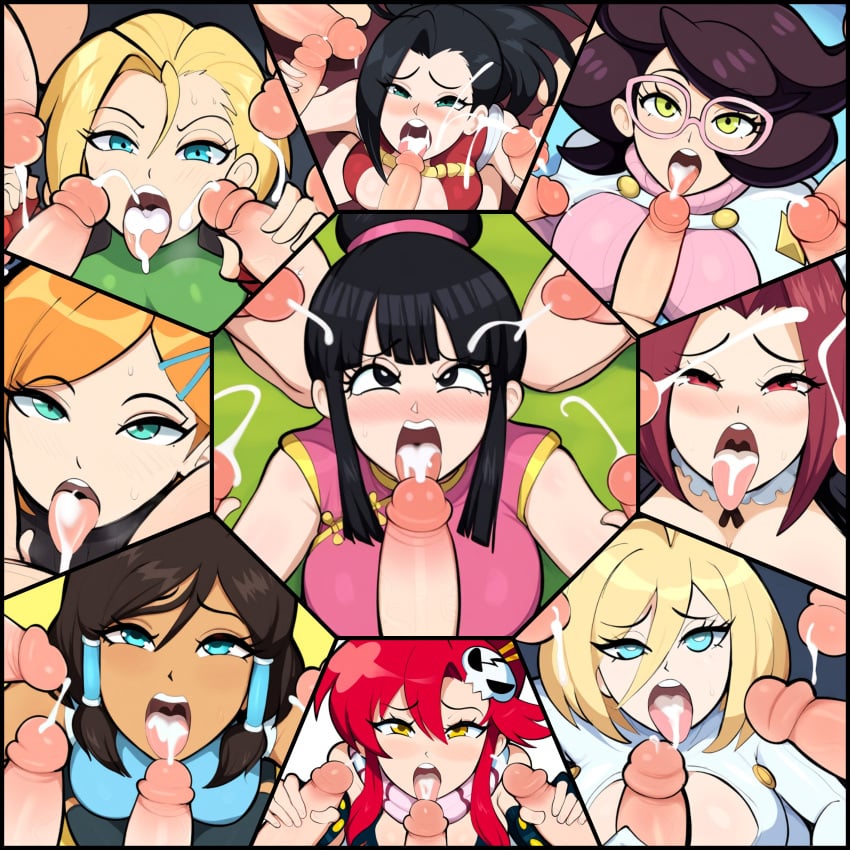 1girls 9girls after_fellatio after_oral ai_generated ben_10 big_penis cammy_white chichi collage crossover cum cum_in_mouth dc dc_comics dragon_ball dragon_ball_super dragon_ball_z female from_above galatea group group_sex gwen_tennyson high-angle_view huge_cock izayoi_aki korra kryptonian mature_female milf momo_yaoyorozu mullon multiple_boys my_hero_academia novelai penis pokemon_sm street_fighter surrounded surrounded_by_penises tengen_toppa_gurren_lagann the_legend_of_korra tongue tongue_out wicke_(pokemon) yoko_littner yu-gi-oh! yu-gi-oh!_5d's