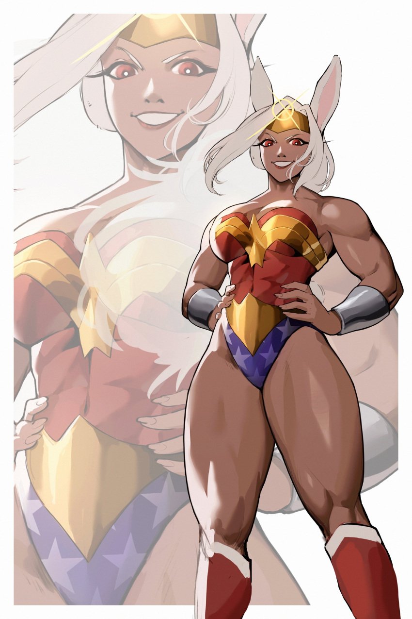 bunny_ears bunny_girl cosplay dark-skinned_female dc dc_comics miruko my_hero_academia rumi_usagiyama wonder_woman_(cosplay) wonder_woman_(series) zukululuu