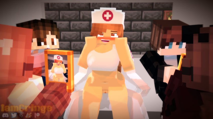 3d being_recorded being_watched blush bra bus crowd iamcringe in_bus in_public mine-imator minecraft nurse nurse_cap public public_sex sofia_wellington_(iamcringe) vagina vaginal_penetration vaginal_sex