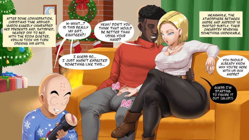 android_18 black_male dark-skinned_male krillin kuririn pinkpawg