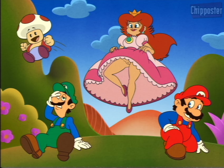 1girls 3boys accurate_art_style bottomless chipposter cleft_of_venus female going_commando luigi male mario mario_(series) nintendo no_panties no_underwear princess princess_peach pussy shaved_pussy tagme the_super_mario_bros._super_show! toad_(mario) vulva