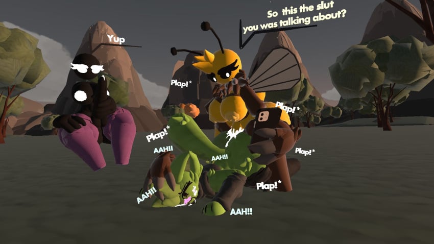 3d anal bee big_ass big_penis cum_inside forest fur futa_on_female green_fur moaning pin_down rec_room thighhighs