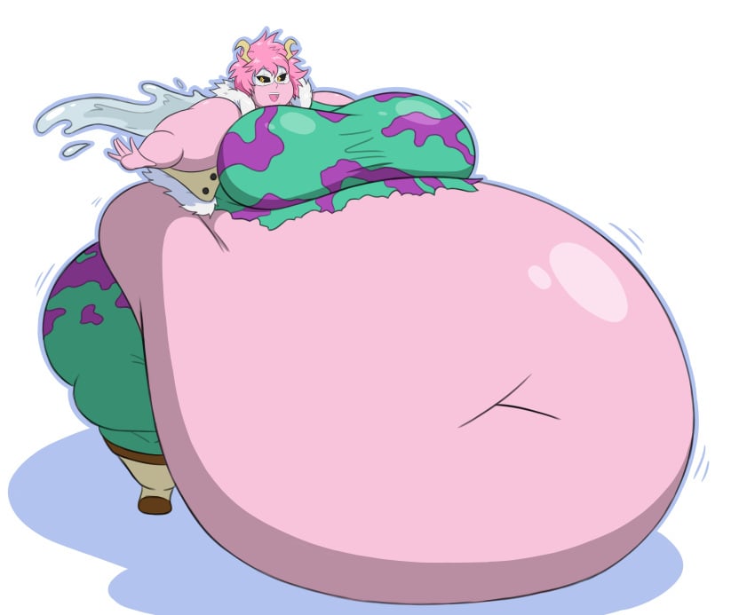 belly big_belly big_breasts boku_no_hero_academia breasts fat hero_outfit_(mha) mina_ashido mizz-britt obese pink_body