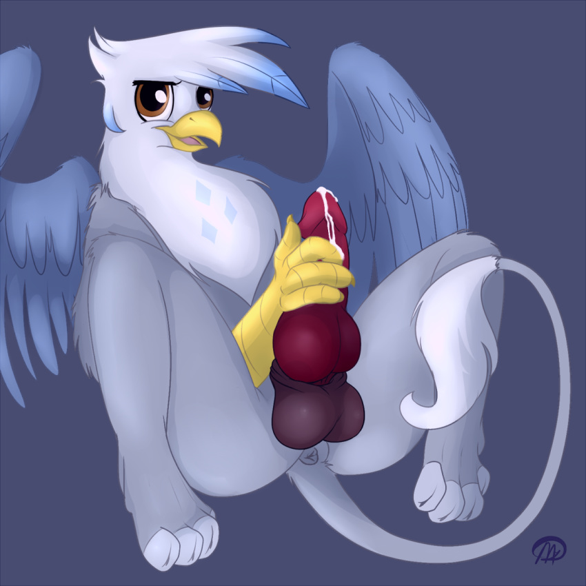 anus ass avian balls cum ganix gryphon male masturbation meggchan my_little_pony original_character penis