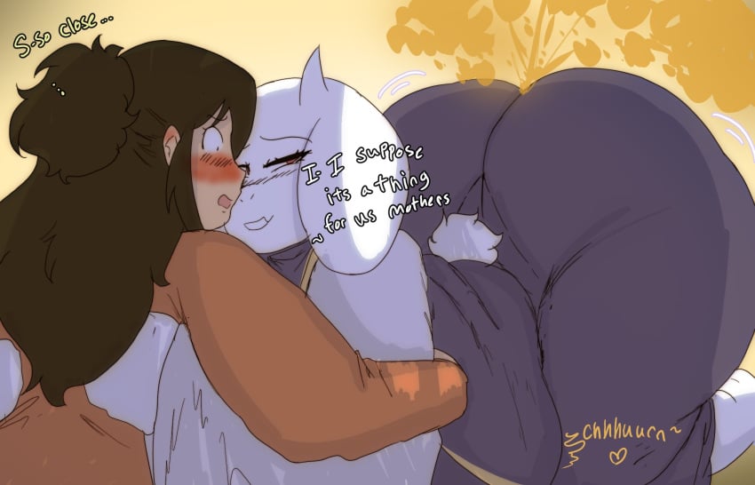 2girls bbw bbw_mom belly_noises big_ass blush crossover dialogue dumptruck_ass dumptruck_butt fart fart_cloud farting female female_only huge_ass inko_midoriya large_ass melissaalli milf my_hero_academia stomach_noises text thick_thighs toriel undertale