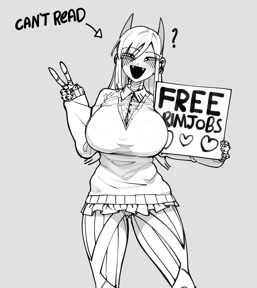 android android_girl big_ass big_breasts breasts_bigger_than_head cameltoe greyscale gynoid happy huge_ass huge_breasts iria_(minkye) minkye monochrome original_character panties peace_sign robot robot_girl sketch smug smug_face thick_thighs voluptuous wide_hips