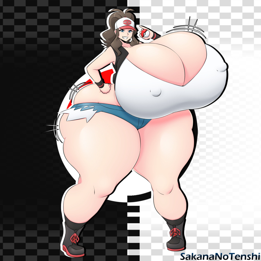 1girls ass ass_squish bare_legs bare_thighs big_ass big_breasts booty_shorts breasts busty cleavage daisy_dukes fat_ass female female_focus female_only giant_ass giant_breasts gigantic_ass gigantic_breasts hilda_(pokemon) huge_ass huge_breasts huge_hips huge_thighs hyper hyper_ass hyper_breasts hyper_thighs massive_ass massive_breasts massive_thighs mostly_clothed nintendo pokemon revealing_clothes round_ass sakananotenshi shorts smile solo thick_ass thick_thighs wide_hips