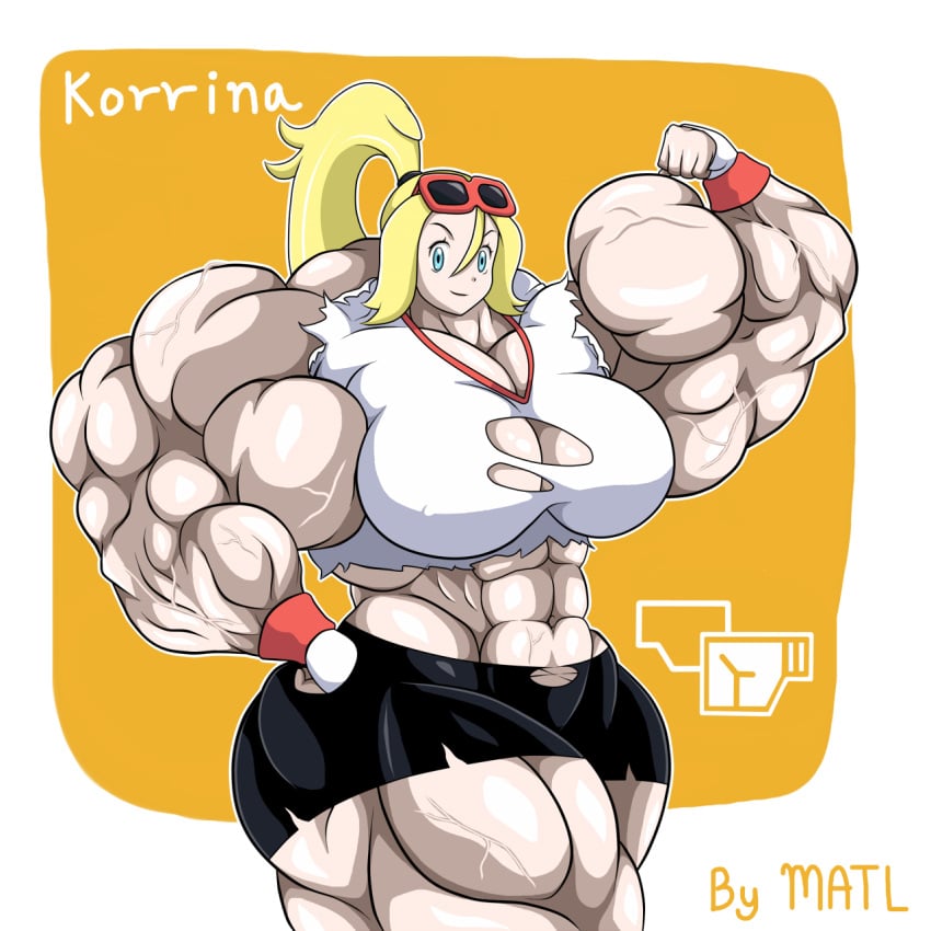 abs biceps breasts female hyper hyper_muscles korrina_(pokemon) matl muscles muscular muscular_arms muscular_female muscular_legs muscular_thighs pecs pokemon