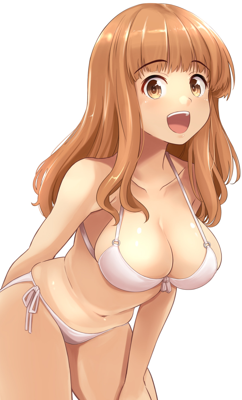 1girls 2024 2d 2d_(artwork) alternate_costume belly_button big_breasts bikini bikini_bottom bikini_top bra brown_eyes brown_hair cleavage female female_focus female_only front_view girls_und_panzer kitayama_miuki light-skinned_female light_skin long_hair looking_at_viewer navel revealing_swimsuit simple_background slim_girl smiling smiling_at_viewer solo solo_female solo_focus standing swimsuit takebe_saori thong thong_bikini two_piece_swimsuit white_background white_bikini white_bikini_bottom white_bikini_top white_bra white_swimsuit white_thong young younger_female