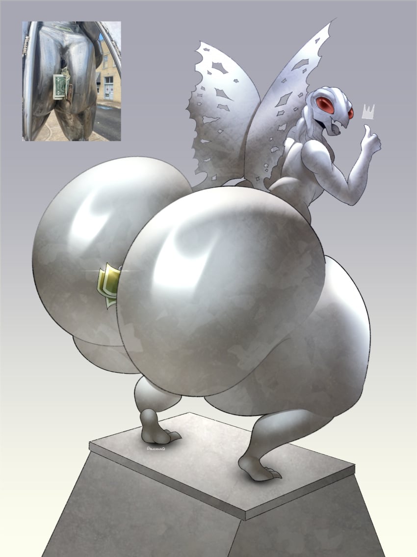 absurd_res american_mythology anthro ass big_ass big_butt bubble_ass bubble_butt butt claws cryptid cryptozoology deliciousq fangs fine_art fine_art_parody folklore gesture grey_body hand_gesture hi_res huge_butt looking_at_viewer looking_back male male_only metallic_body monster mothman mythology nightmare_husbando open_mouth pedestal plump plump_ass plump_butt plump_thighs presenting presenting_hindquarters public_domain red_eyes reference_image sculpture smile smiling_at_viewer solo spread_wings statue teeth thick thick_butt thick_thighs thumbs_up tongue urban_legend wide_ass wide_hips wide_thighs wings