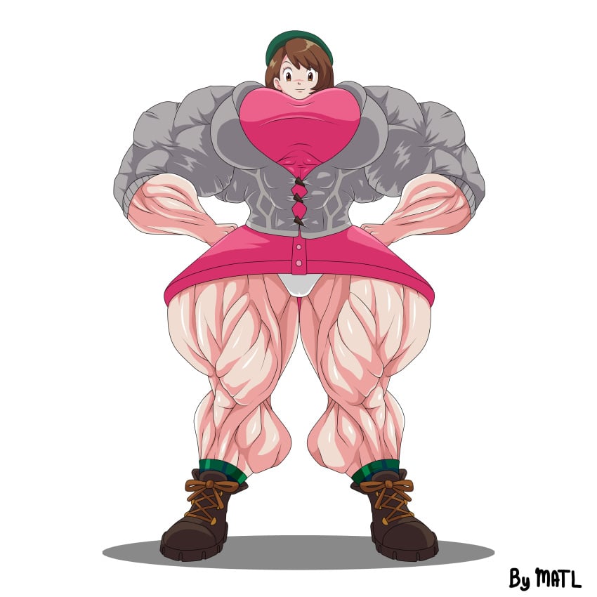 abs biceps breasts female gloria_(pokemon) hyper hyper_muscles looking_at_viewer matl muscles muscular muscular_arms muscular_female muscular_legs muscular_thighs pantyshot pecs pokemon upskirt