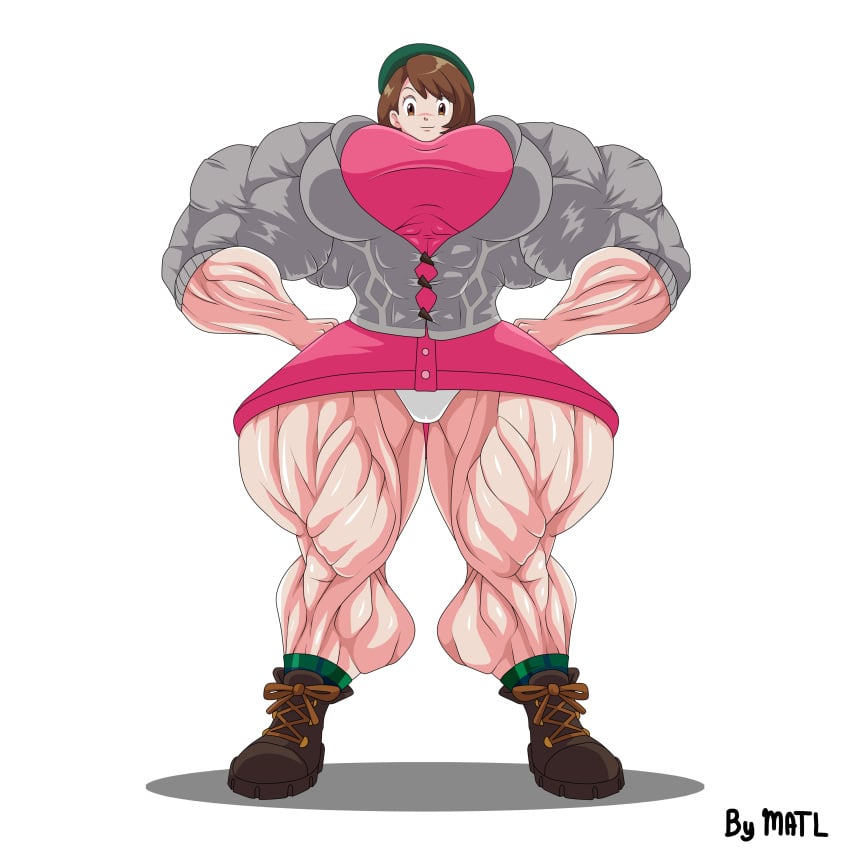 abs biceps breasts creatures_(company) female game_freak gloria_(pokemon) hyper hyper_muscles looking_at_viewer matl muscles muscular muscular_arms muscular_female muscular_legs muscular_thighs nintendo pantyshot pecs pokemon solo upskirt