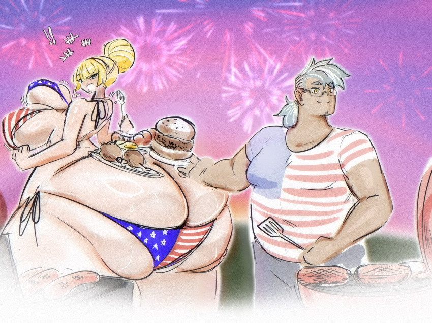 4th_of_july american_flag angry ass_cleavage ass_shelf big_breasts butt_crack fireworks food grill hyper_ass leshawk patty_campbell shelf_booty