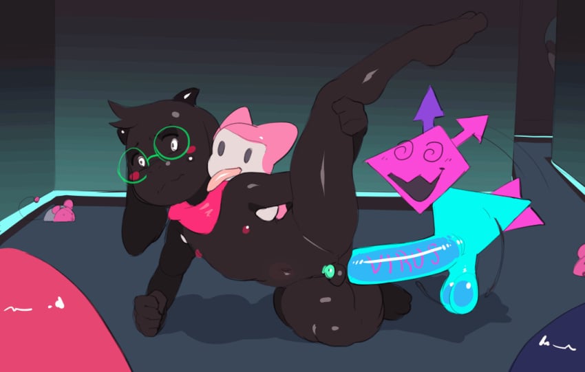 anal anal_sex animated black_body blush bovid caprine chastity_cage chastity_device darkner deltarune eyewear glasses goat horn kinkykong kris_(deltarune) licking male male/male male_penetrated male_penetrating male_penetrating_male mammal maus_(deltarune) nipples penetration pink_body plugboy ralsei reptile scalie scarf sex short_playtime size_difference spiral_eyes stomach_bulge susie_(deltarune) tongue tongue_out undertale_(series) virovirokun