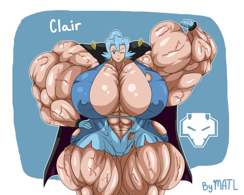 abs biceps breasts clair_(pokemon) creatures_(company) female game_freak hyper hyper_muscles matl muscles muscular muscular_arms muscular_female muscular_legs muscular_thighs nintendo pecs pokemon solo