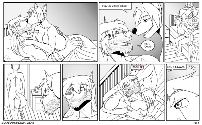 chest closed_eyes comic crocdragon89 female kissing male muscles sex