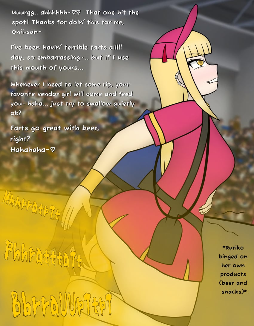 1boy 1girl1boy 1girls ballpark_de_tsukamaete! beer big_ass big_butt biting_lip biting_own_lip blonde_female blonde_hair captions clothed dominant dominant_female fart fart_fetish fart_filter fart_in_mouth farting farting_in_face farting_in_mouth farting_on_another farting_on_face farts femdom givmestinkygirl gyaru open_mouth ruriko swallowing_fart swallowing_farts yellow_eyes