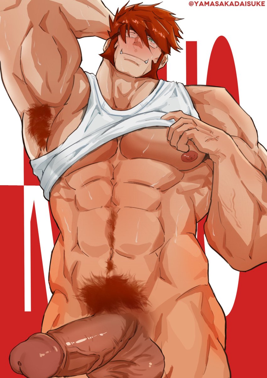 1boy abs armpits big_chest blush chest claws cute cute_face cute_male erect erect_cock erect_dick erect_penis erection glasses hairy_armpits hairy_pubes hand_behind_head kekkai_sensen klaus_von_reinhertz male_only muscles red_armpit_hair red_hair red_pubes shirt_lift six_pack sleeveless_shirt solo solo_male solo_male uncircumcised uncircumcised_penis veins veins_on_cock veins_on_dick veins_on_penis veiny veiny_cock veiny_dick veiny_penis yamasakadaisuke