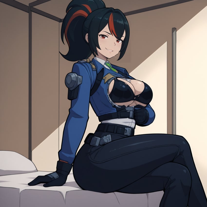 1girls ahegao_ai ai_generated female female_focus female_only hoyoverse light-skinned_female light_skin mihoyo mihoyo_technology_(shanghai)_co._ltd. new_eridu_public_security solo solo_female solo_focus zenless_zone_zero zhu_yuan