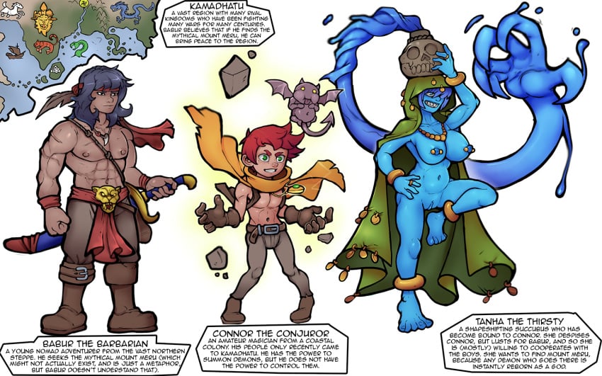 barbarian big_breasts blue_skin markydaysaid naked_female original_character sorcerer