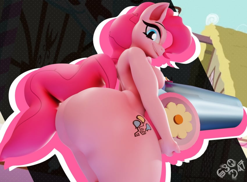 3d_(artwork) anthro anthrofied ass big_butt blue_eyes breasts cannon cutie_mark digital_media_(artwork) earth_pony equid equine featureless_breasts female friendship_is_magic fur geodat64 hair hasbro hi_res holding_object horse looking_at_viewer looking_back looking_back_at_viewer looking_down looking_down_at_viewer mammal medium_breasts my_little_pony nude nude_anthro nude_female pink_body pink_fur pink_hair pink_tail pinkie_pie_(mlp) pony ranged_weapon side_view smile smiling_at_viewer solo tail thick_thighs watermark weapon