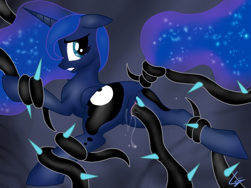 alicorn anal anal_sex anus ass black_vine blue_hair cutie_mark equine female friendship_is_magic hair horn horse lowgravity moon my_little_pony penetration pony princess_luna_(mlp) tentacle vaginal_penetration wings