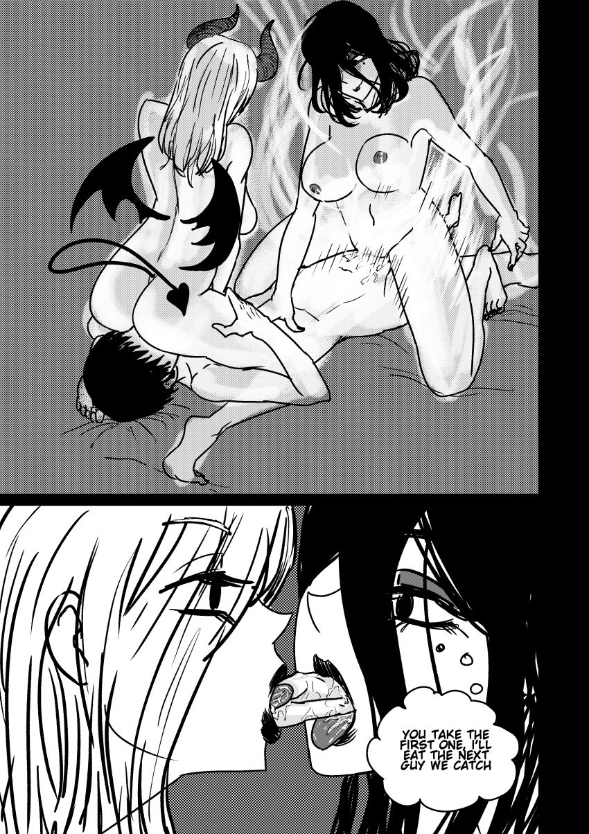 1boy 2girls comic female female_pred giantess male man_eating_witch_(shoulderenjoyer) oral_vore shoulderenjoyer tagme vore
